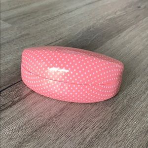 Pink and white polka dot sunglass case